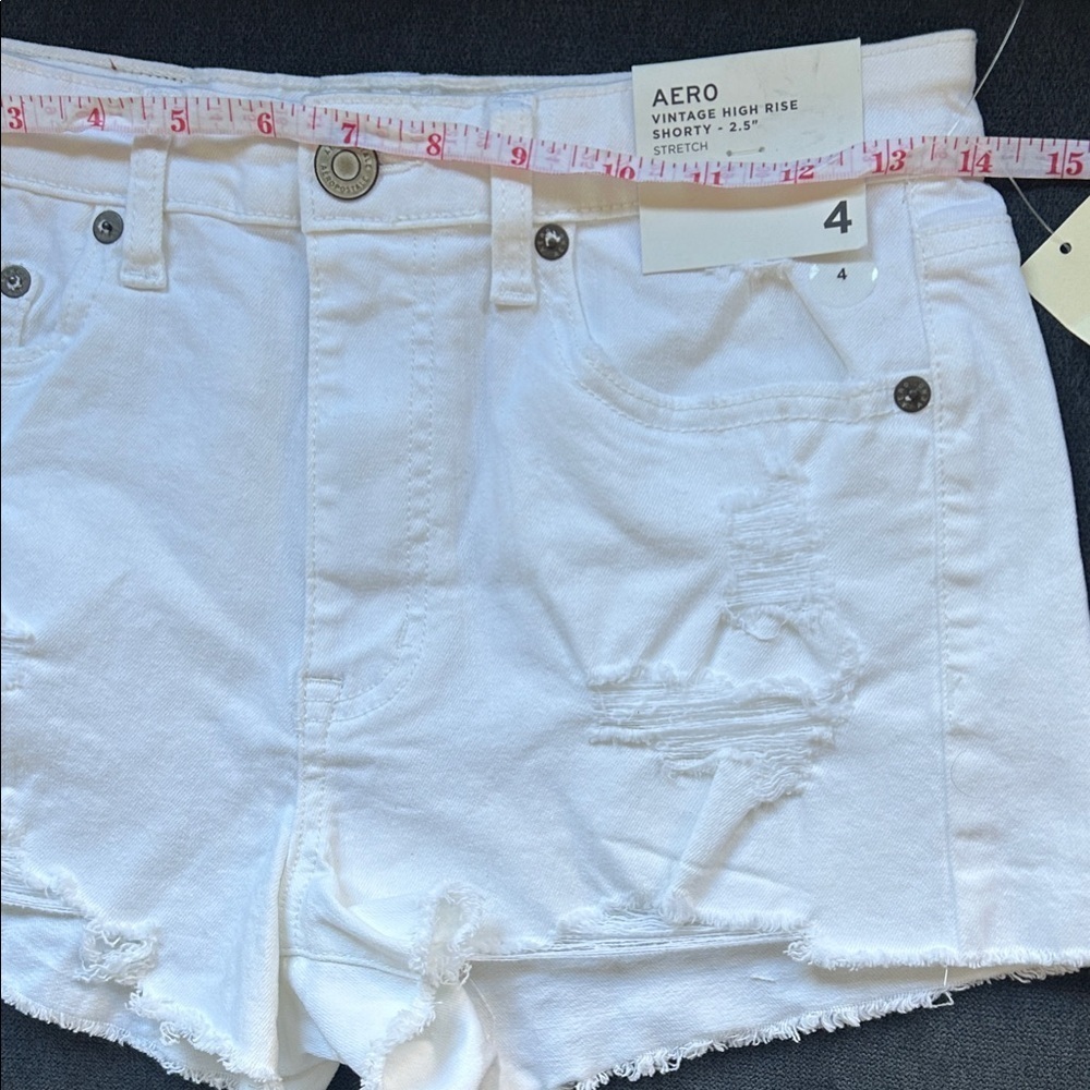 NWT Aeropostale White Distressed Jean Shorts - Picture 5 of 9